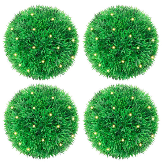 vidaXL Boules de buis artificielles avec lumières LED 4 pcs vert 12 cm
