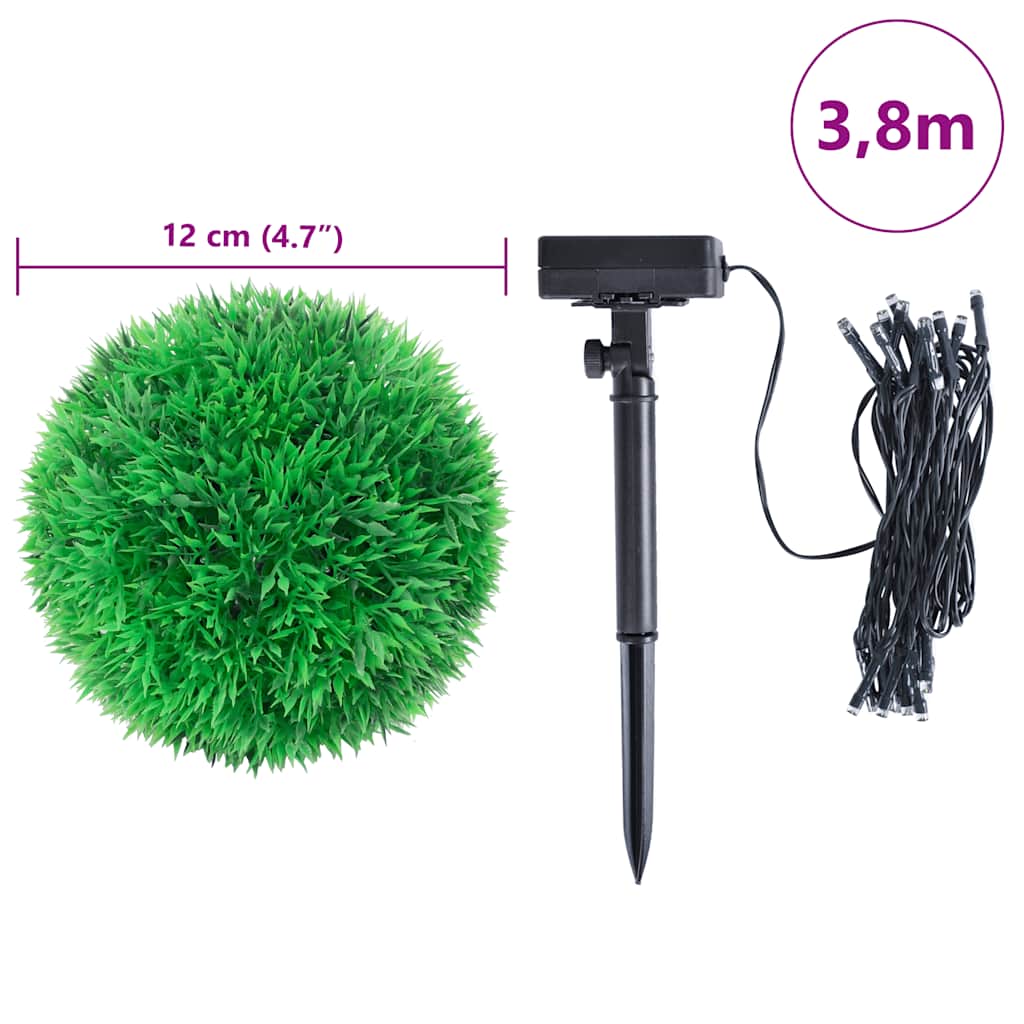 vidaXL Boules de buis artificielles avec lumières LED 4 pcs vert 12 cm