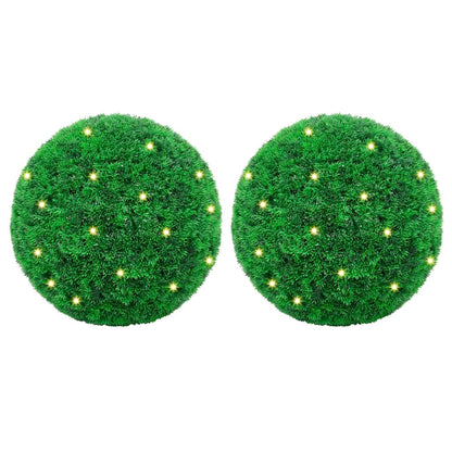 vidaXL Boules de buis artificielles avec lumières LED 2 pcs vert 27 cm
