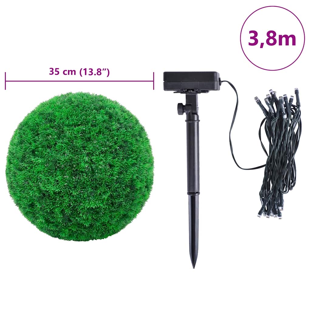 vidaXL Boules de buis artificielles avec lumières LED 2 pcs vert 35 cm
