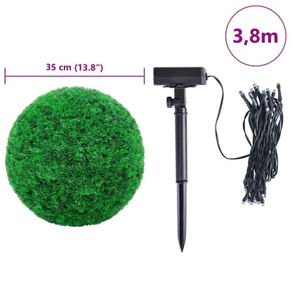 vidaXL Boules de buis artificielles avec lumières LED 2 pcs vert 35 cm