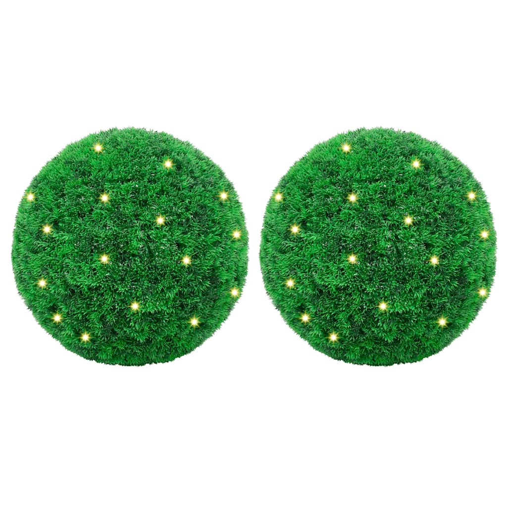 vidaXL Boules de buis artificielles avec lumières LED 2 pcs vert 52 cm