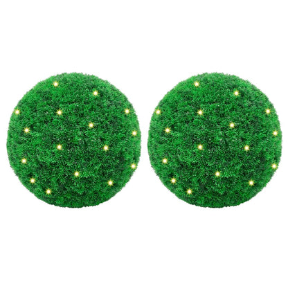 vidaXL Boules de buis artificielles avec lumières LED 2 pcs vert 52 cm