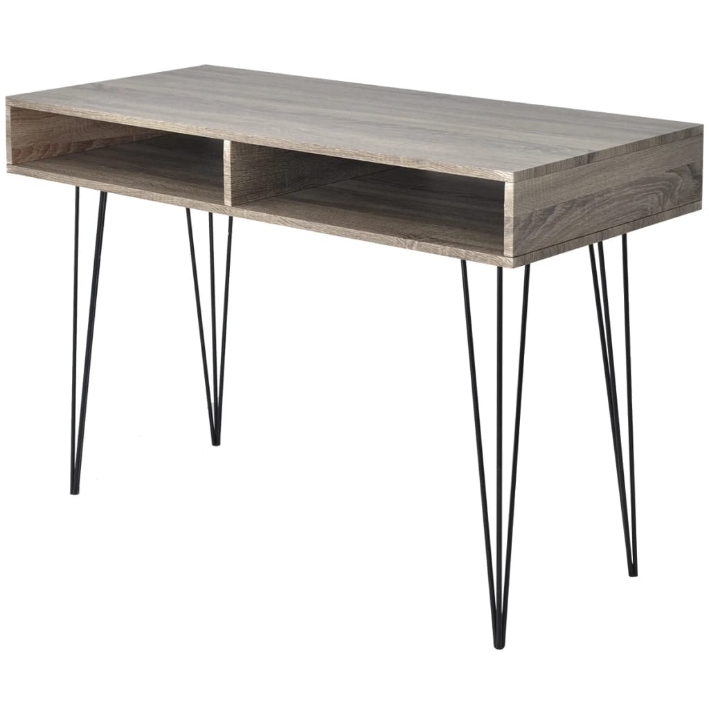 vidaXL Bureau avec 2 compartiments Gris