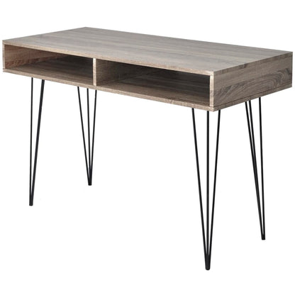 vidaXL Bureau avec 2 compartiments Gris