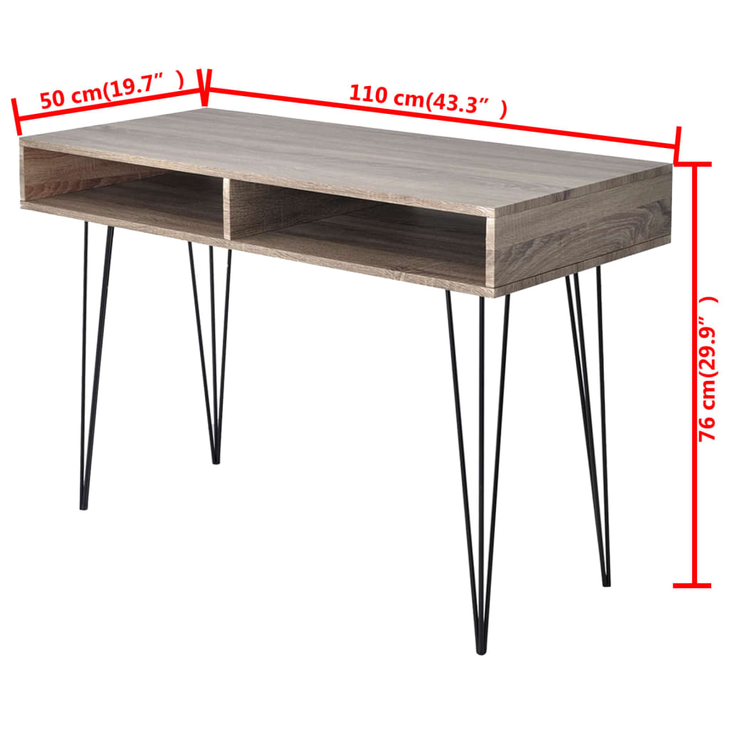 vidaXL Bureau avec 2 compartiments Gris
