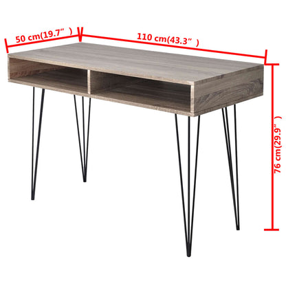 vidaXL Bureau avec 2 compartiments Gris