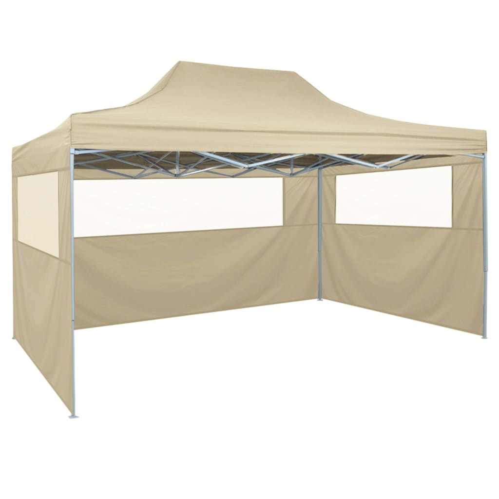 vidaXL Tente pliable avec 4 parois latéraux 3 x 4,5 m Blanc crème