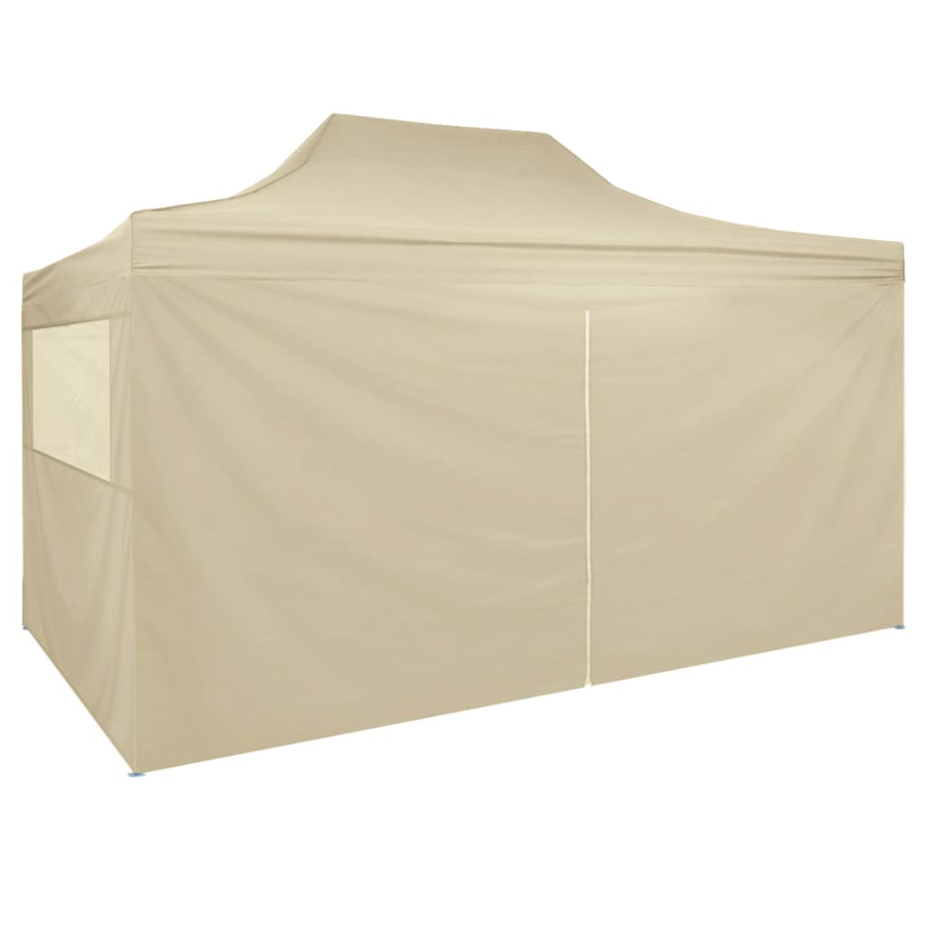 vidaXL Tente pliable avec 4 parois latéraux 3 x 4,5 m Blanc crème