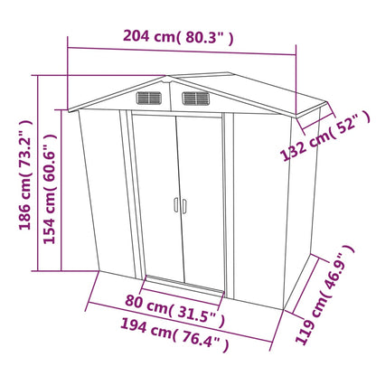 vidaXL Abri de stockage pour jardin Métal Vert 204 x 132 x 186 cm
