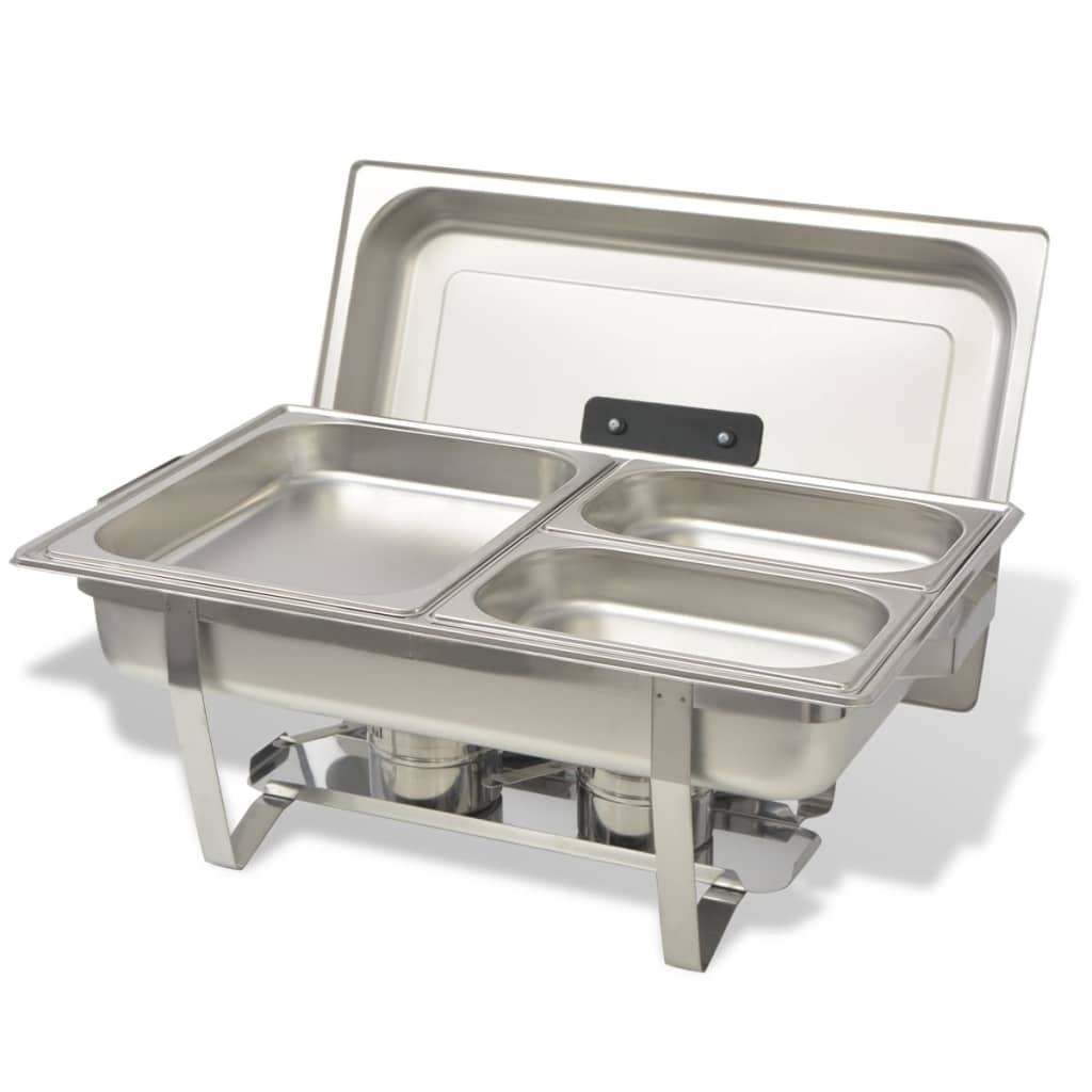vidaXL Ensemble de chauffe-plats 2 pcs Acier inoxydable