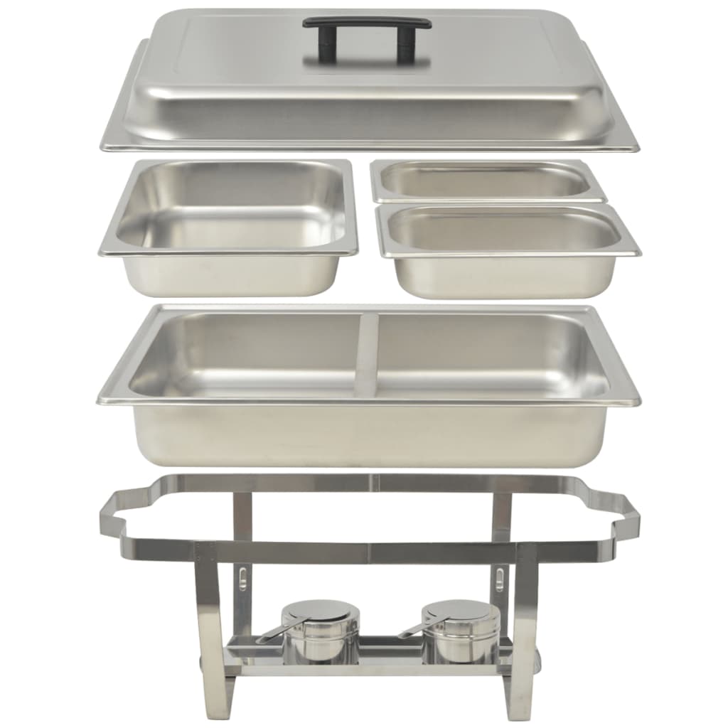 vidaXL Ensemble de chauffe-plats 3 pcs Acier inoxydable