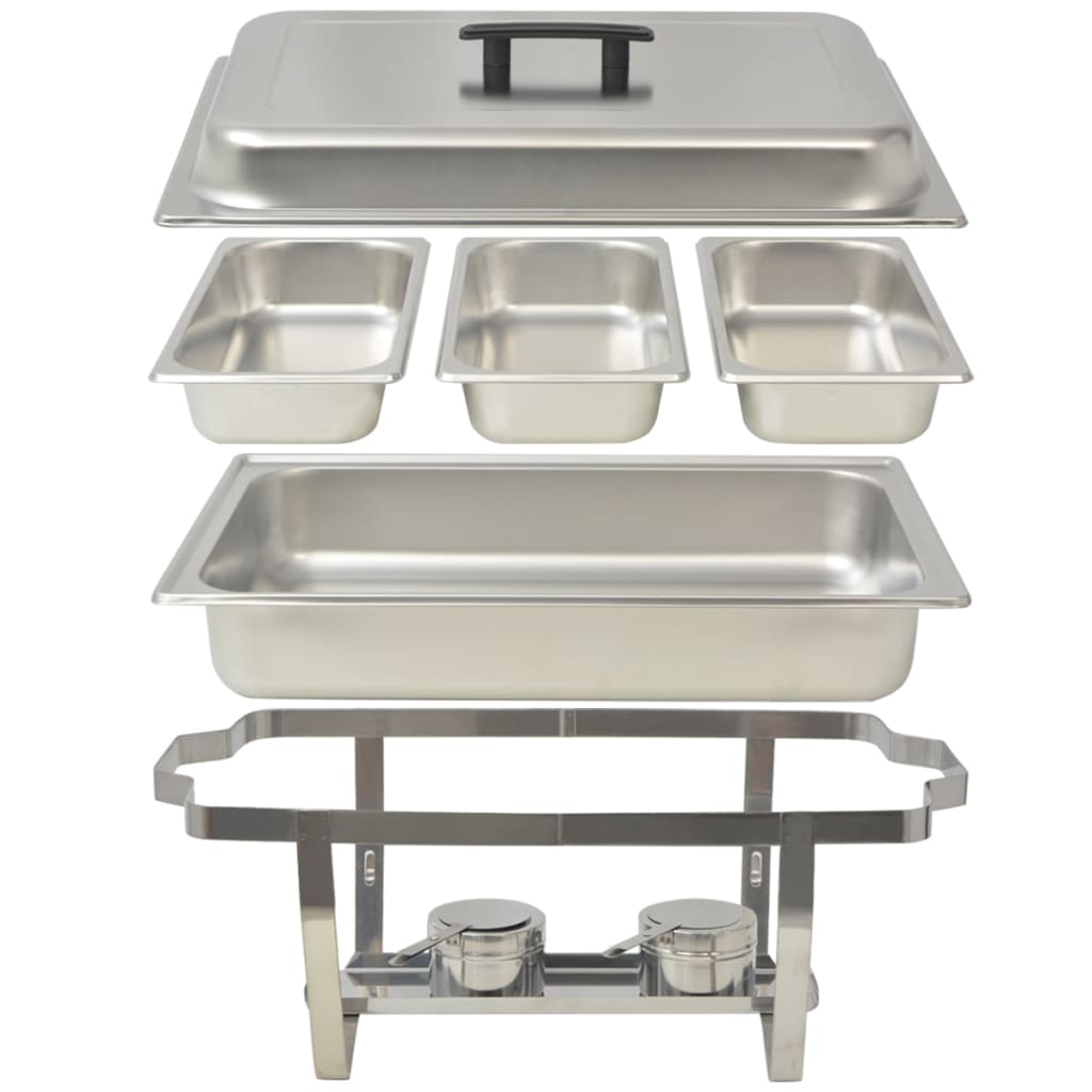 vidaXL Ensemble de chauffe-plats 3 pcs Acier inoxydable