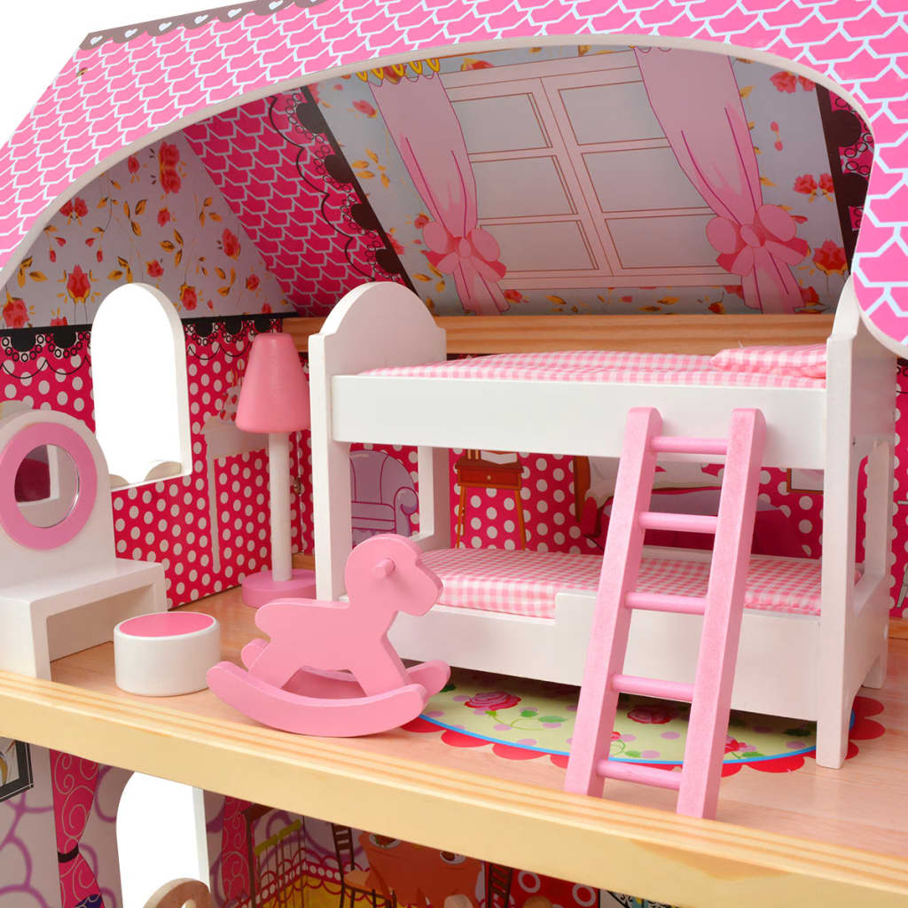 vidaXL Maison de poupées à trois étages Bois 60 x 30 x 90 cm