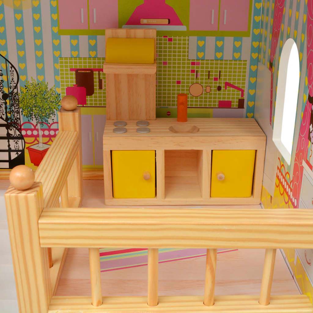 vidaXL Maison de poupées à trois étages Bois 60 x 30 x 90 cm