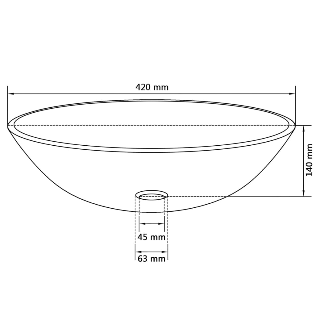 vidaXL Lavabo Verre trempé 42 cm Noir