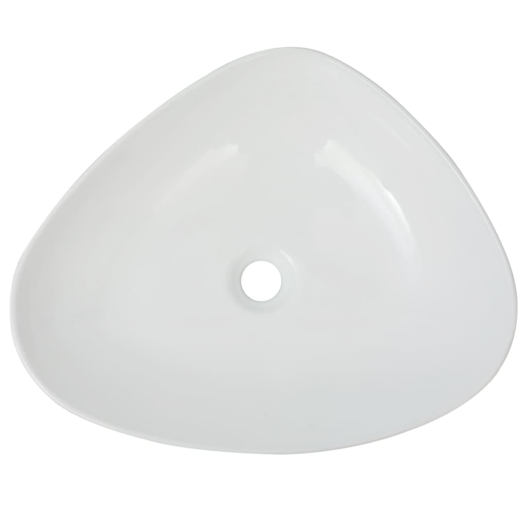 vidaXL Évier triangulaire Céramique Blanc 50,5 x 41 x 12 cm