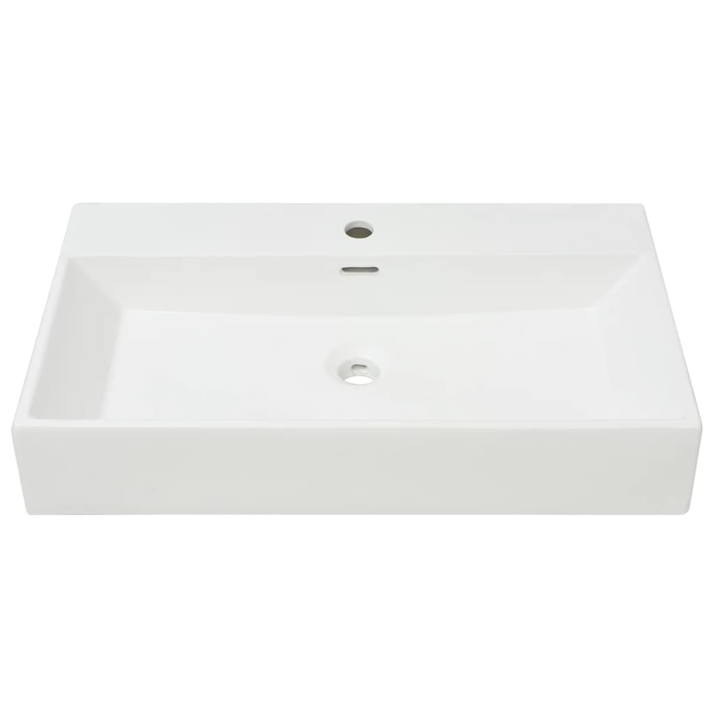 vidaXL Vasque avec trou de robinet en céramique Blanc 76x42,5x14,5 cm