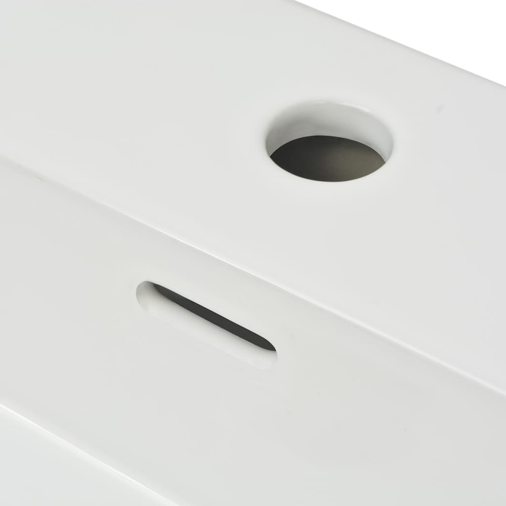 vidaXL Vasque avec trou de robinet en céramique Blanc 76x42,5x14,5 cm