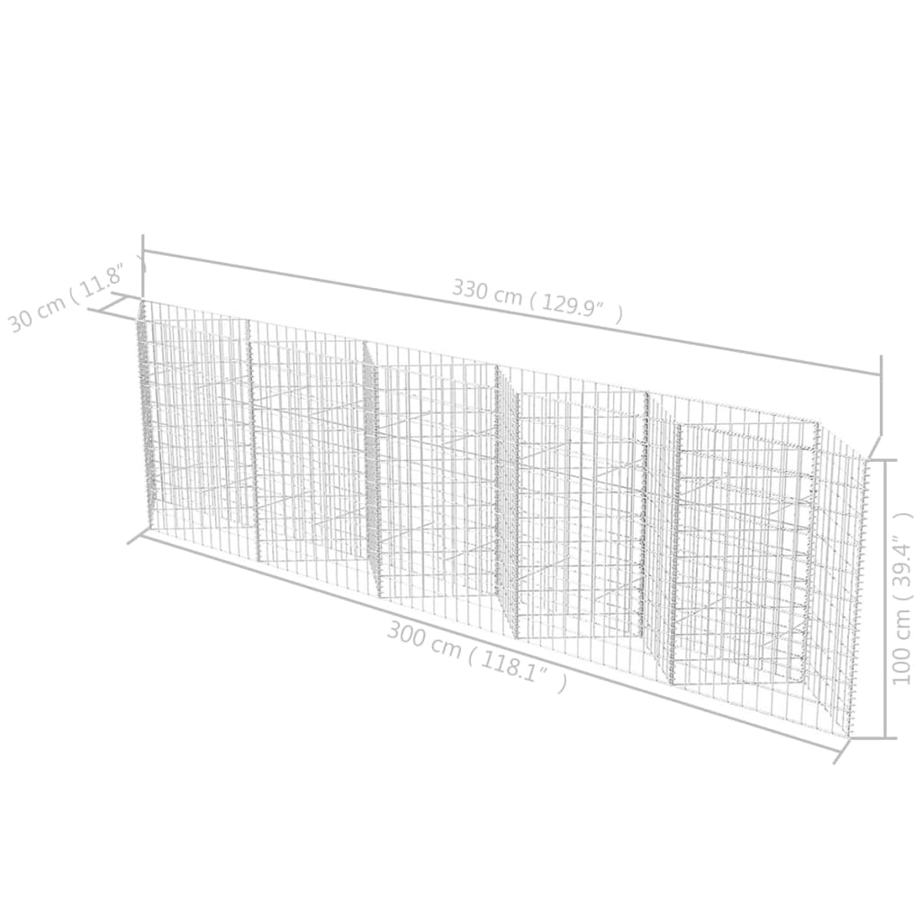 vidaXL Panier de gabion Acier galvanisé 300x30x100 cm