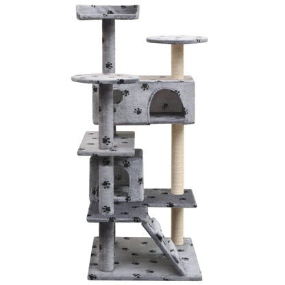 vidaXL Arbre à chat et griffoir Sisal 125 cm Empreintes de pattes Gris