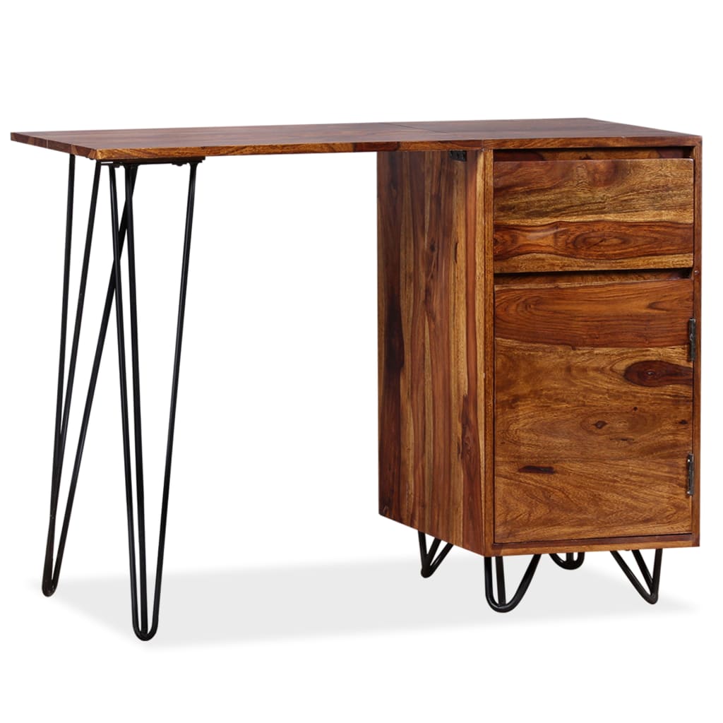 vidaXL Bureau avec 1 tiroir et 1 armoire Bois massif de Sesham