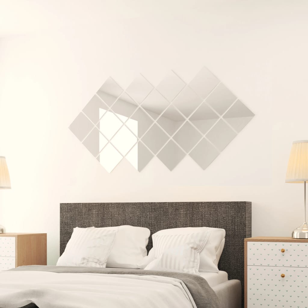 vidaXL Carreau de miroir 24 pcs Carré Verre