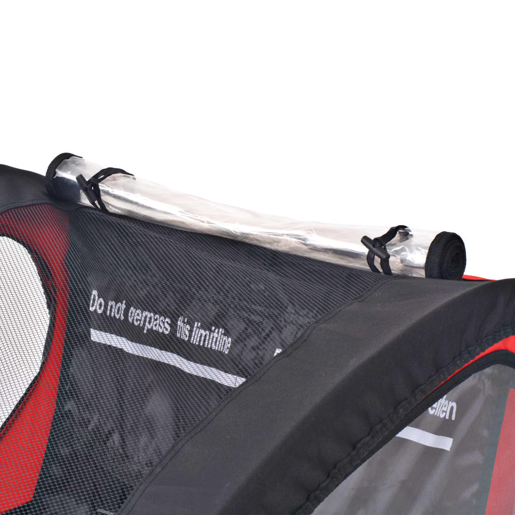 vidaXL Remorque de vélo rouge et noir 30 kg