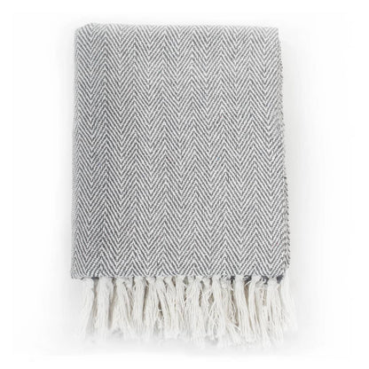 vidaXL Couverture coton à chevrons 125x150 cm Gris