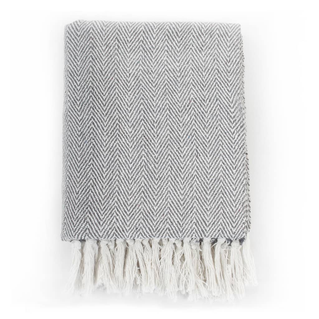 vidaXL Couverture coton à chevrons 160x210 cm Gris