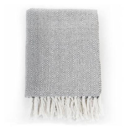 vidaXL Couverture coton à chevrons 160x210 cm Gris
