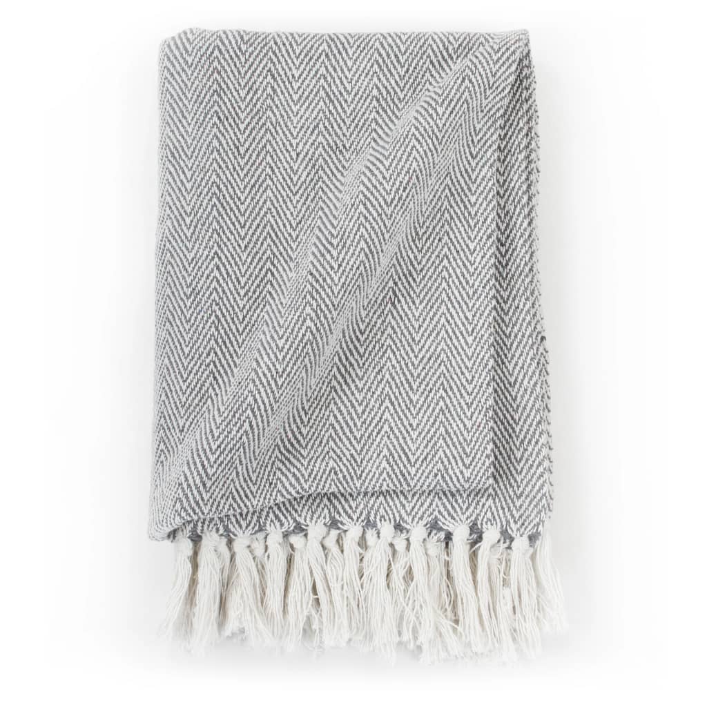 vidaXL Couverture coton à chevrons 220x250 cm Gris