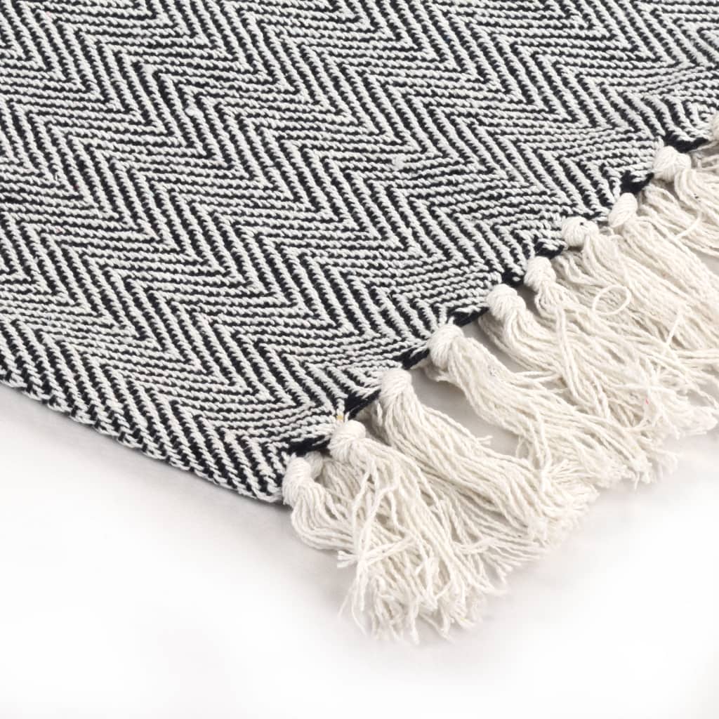 vidaXL Couverture coton à chevrons 125x150 cm Bleu marine