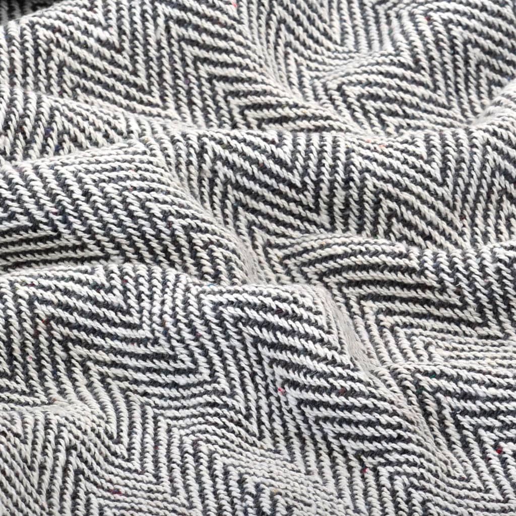 vidaXL Couverture coton à chevrons 125x150 cm Bleu marine