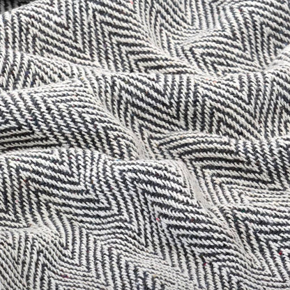 vidaXL Couverture coton à chevrons 125x150 cm Bleu marine