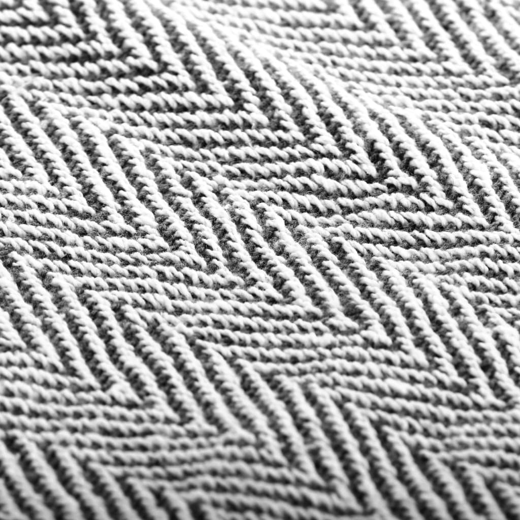 vidaXL Couverture coton à chevrons 160x210 cm Bleu marine