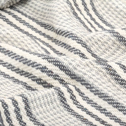 vidaXL Couverture coton à rayures 160x210 cm Gris et Blanc