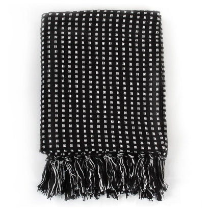 vidaXL Couverture coton à carrés 125x150 cm Noir
