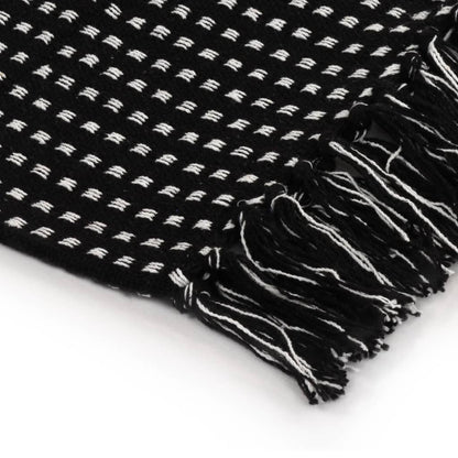 vidaXL Couverture coton à carrés 125x150 cm Noir
