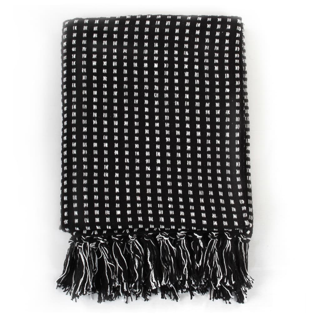 vidaXL Couverture coton à carrés 220x250 cm Noir