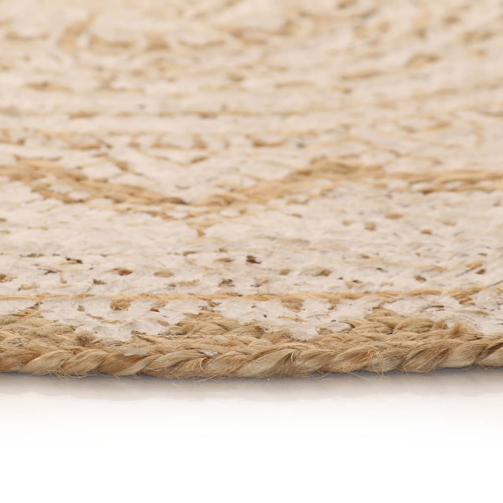 vidaXL Tapis Jute tressé imprimé 90 cm rond