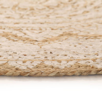 vidaXL Tapis Jute tressé imprimé 90 cm rond