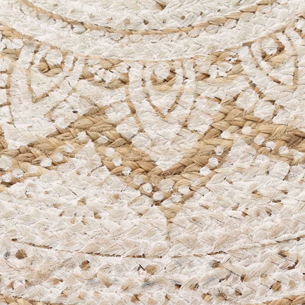 vidaXL Tapis Jute tressé imprimé 120 cm rond