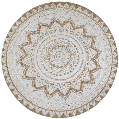 vidaXL Tapis Jute tressé imprimé 150 cm rond