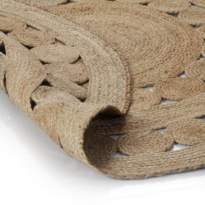 vidaXL Tapis Jute design tressé 150 cm rond