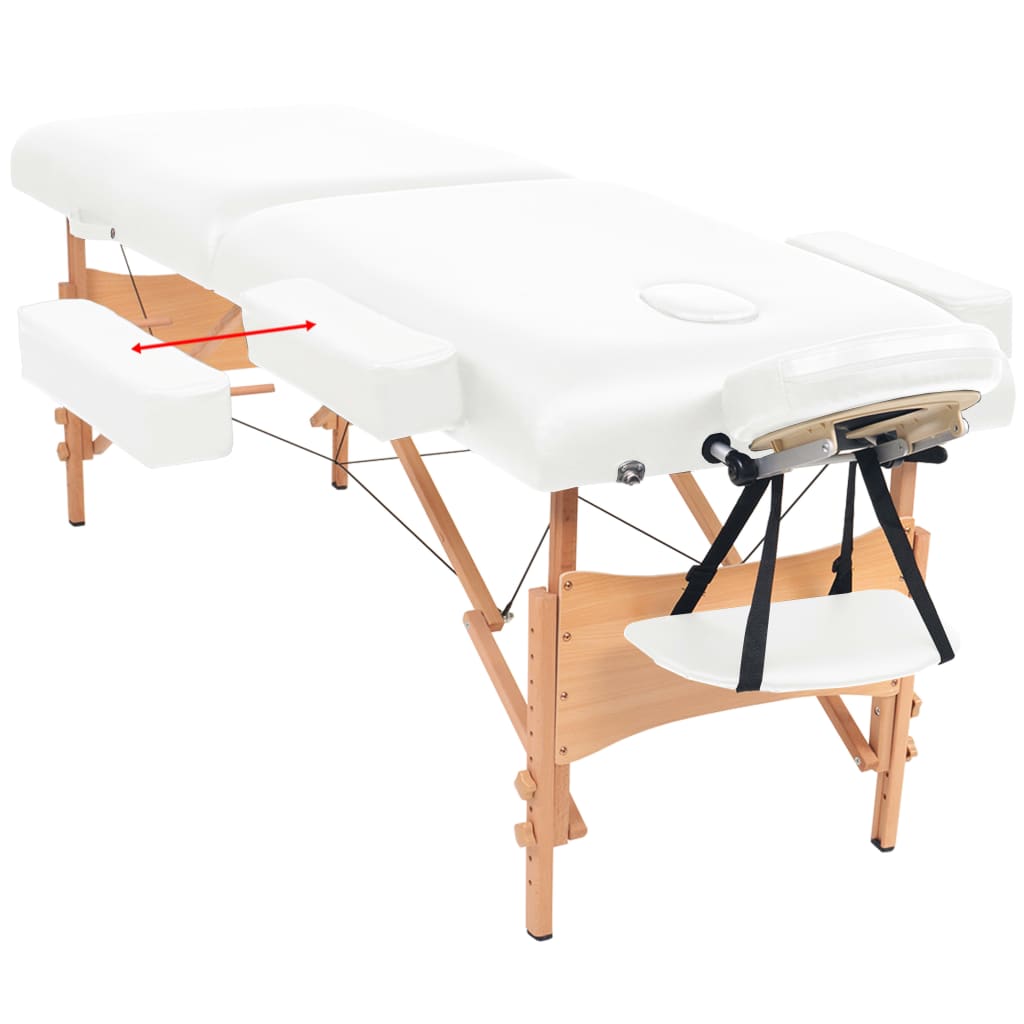 vidaXL Table de massage pliable à 2 zones 10 cm d'épaisseur Blanc