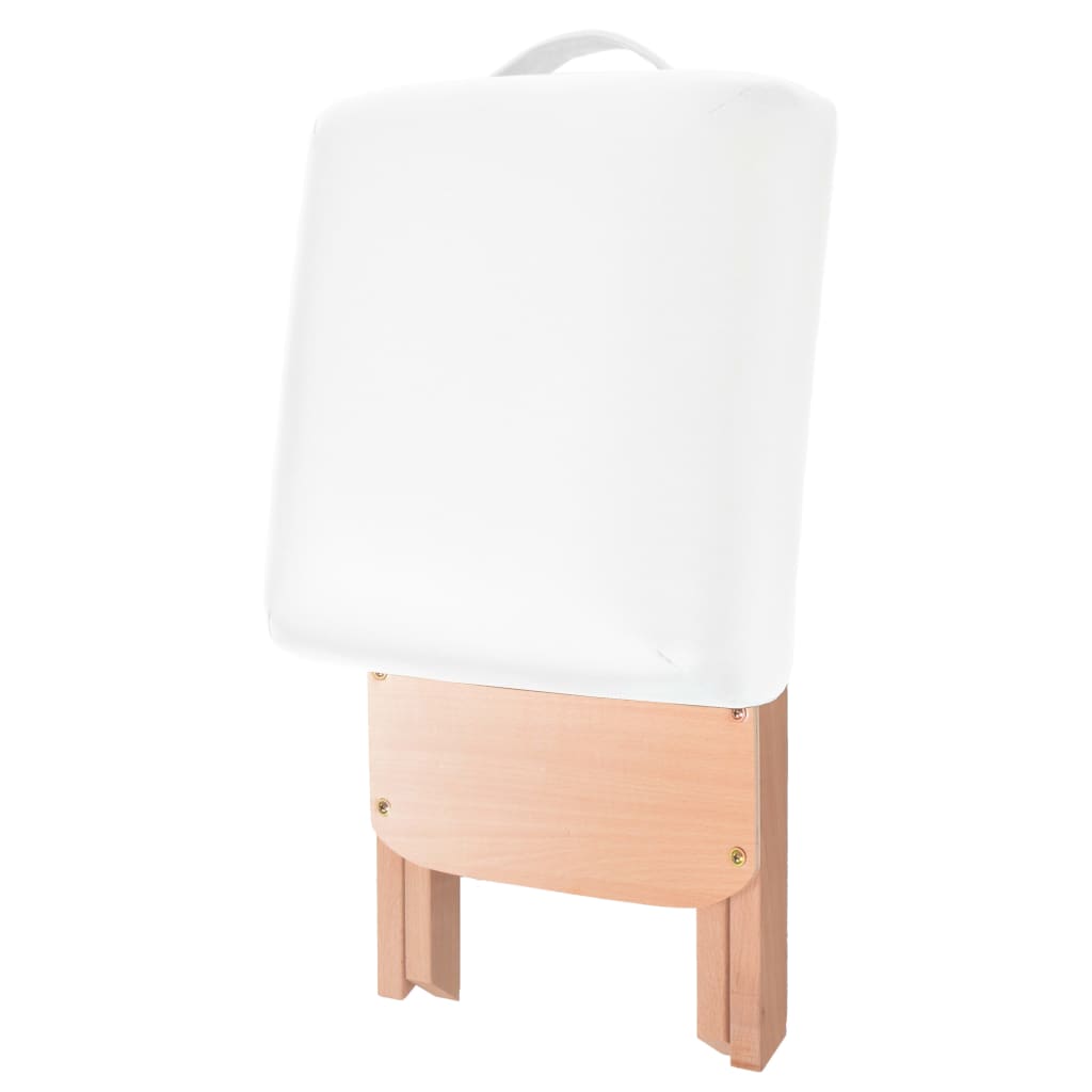 vidaXL Table de massage pliable et tabouret 10 cm d'épaisseur Blanc