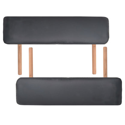 vidaXL Table de massage pliable et tabouret 10 cm d'épaisseur Noir