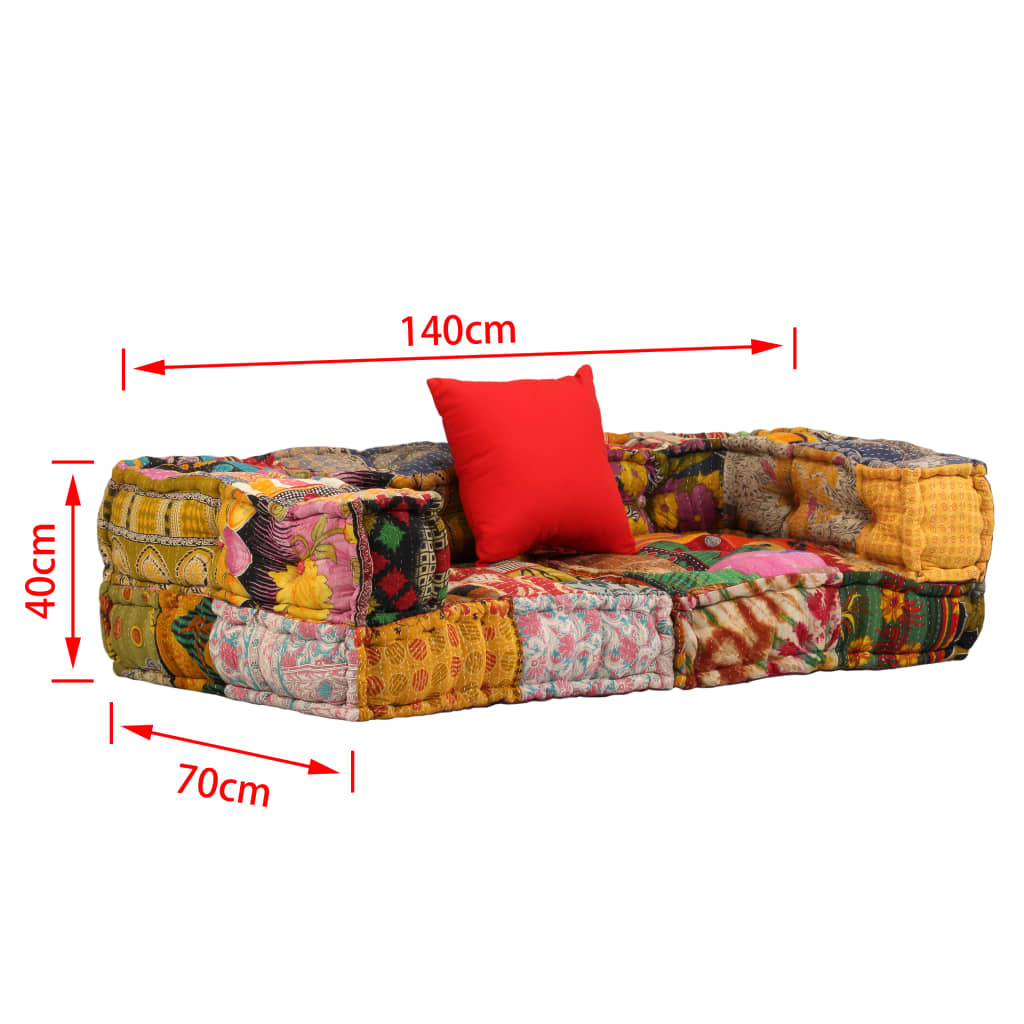 vidaXL Pouf modulaire à 2 places Patchwork Tissu