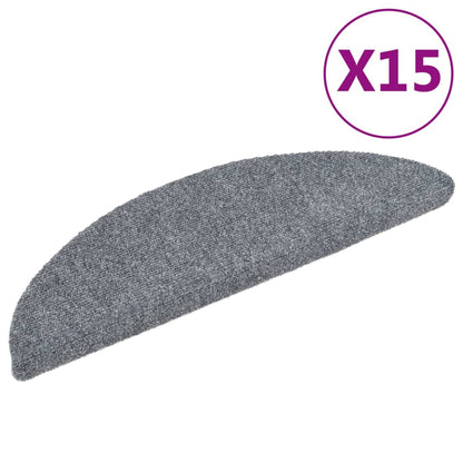 vidaXL Tapis d'escalier auto-adhésif 15 pcs 56x17x3 cm Gris clair